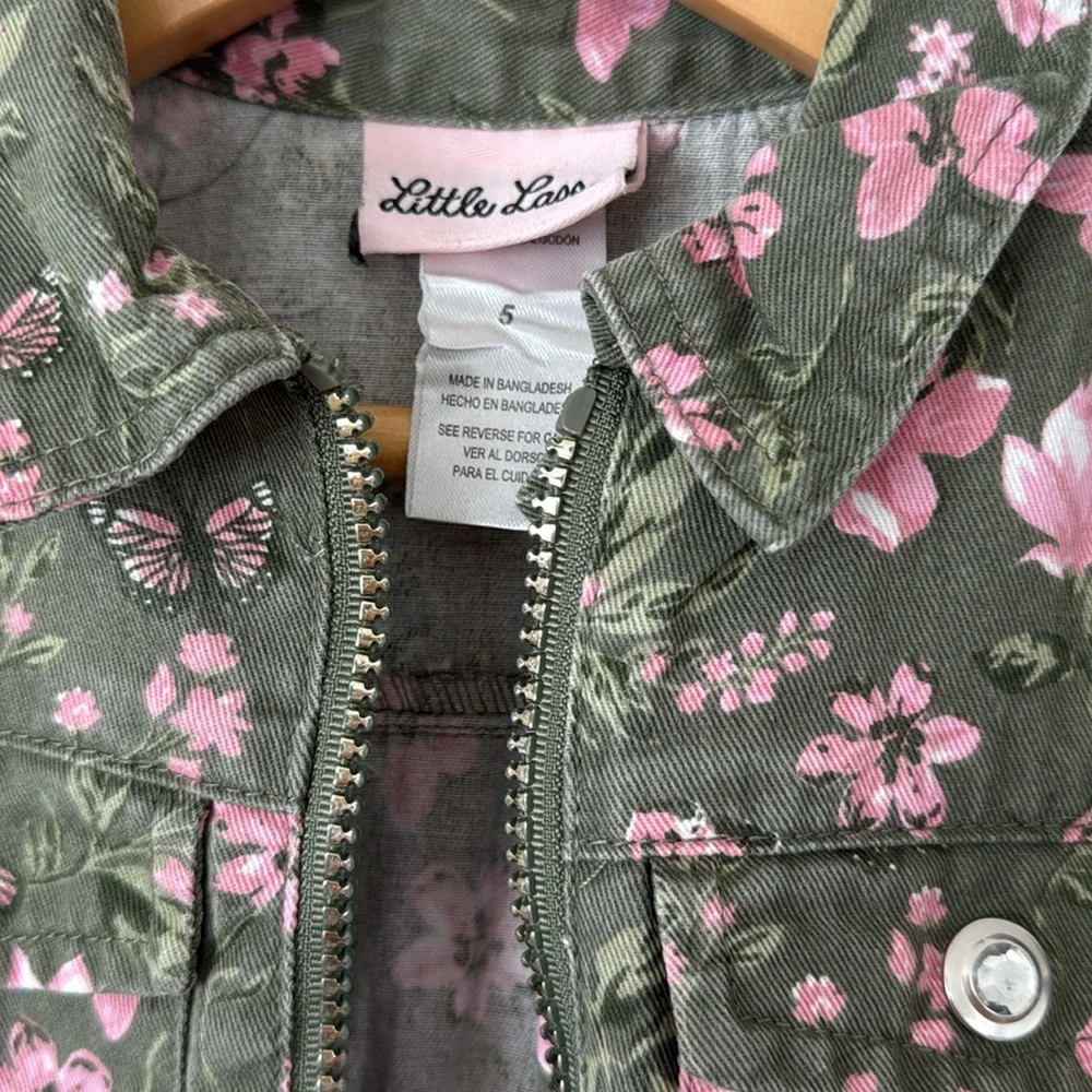 Little Lass • Olive Cropped Cargo Utility Jacket Coquette Cottagecore Floral